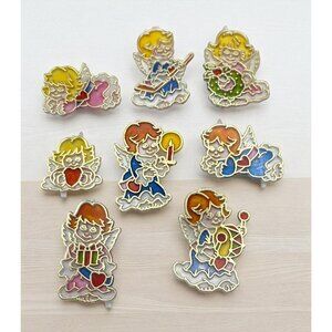 Vintage Angel Sun Catchers Christmas Tree Ornaments Set of 8 Colorful Holiday